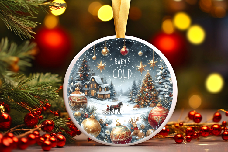 Round Christmass Ornament Sublimation|Clipart