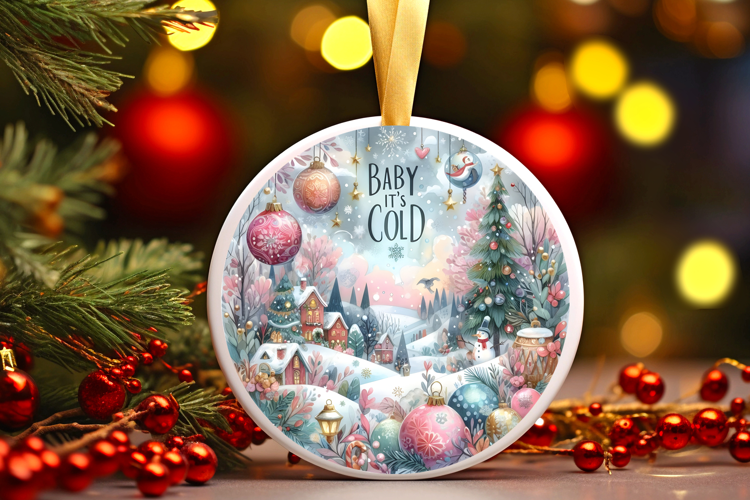 Round Christmass Ornament Sublimation|Clipart
