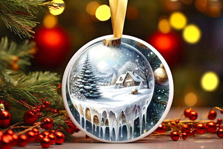 Round Christmass Ornament Sublimation|Clipart example image 1