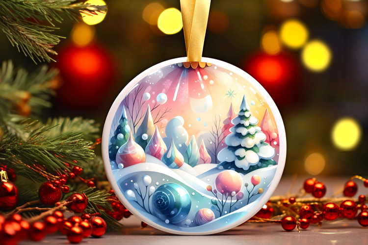 Round Christmass Ornament Sublimation|Clipart