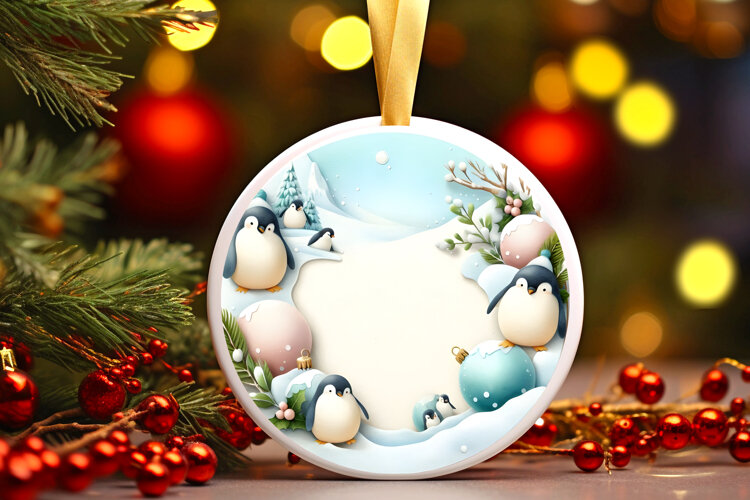 Round Christmass Ornament Sublimation|Clipart example image 1