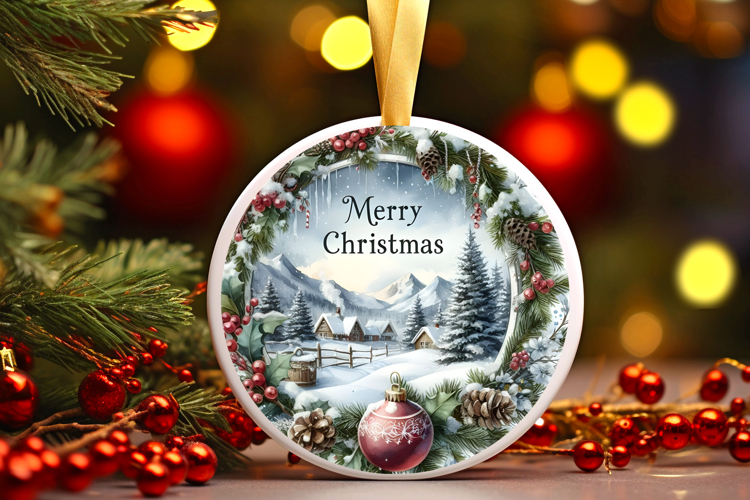 Round Christmass Ornament Sublimation|Clipart