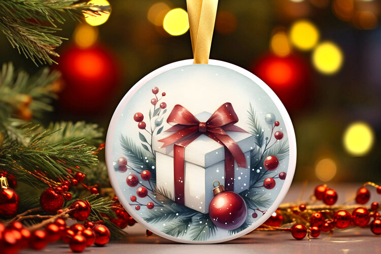 Round Christmass Ornament Sublimation|Clipart example image 1