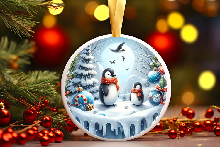 Round Christmass Ornament Sublimation|Clipart example image 1