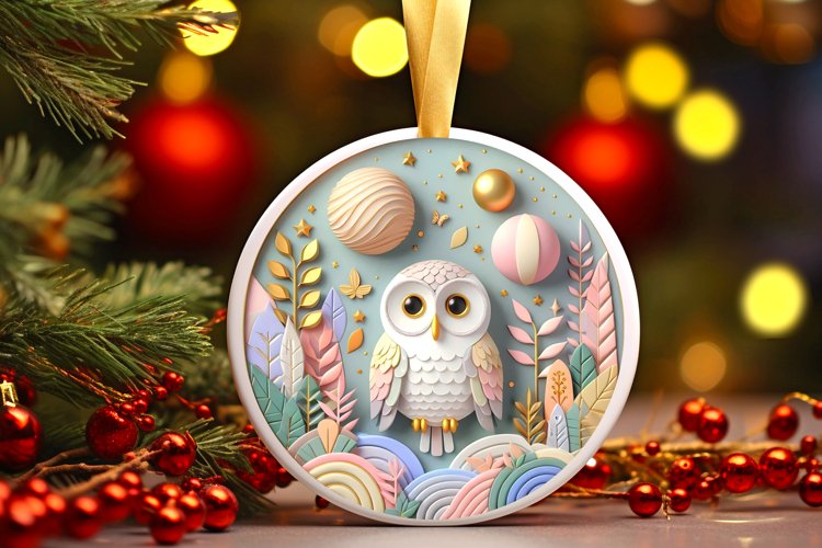 Round Christmas Ornament Sublimation|Clipart example image 1