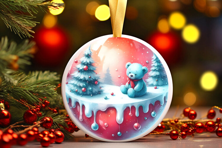 Round Christmass Ornament Sublimation|Clipart example image 1