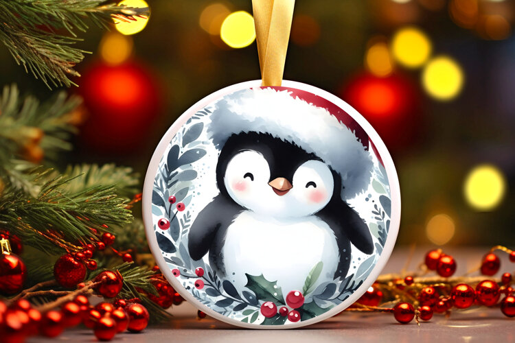 Round Christmass Ornament Sublimation|Clipart example image 1