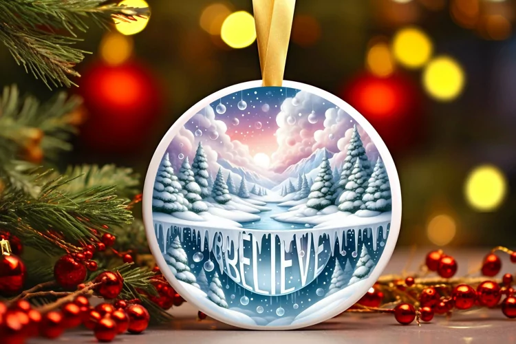 Winter Believe Round Ornament