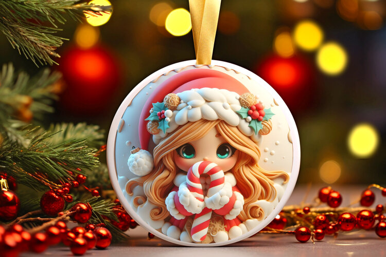 Round Christmass Ornament Sublimation|Clipart example image 1