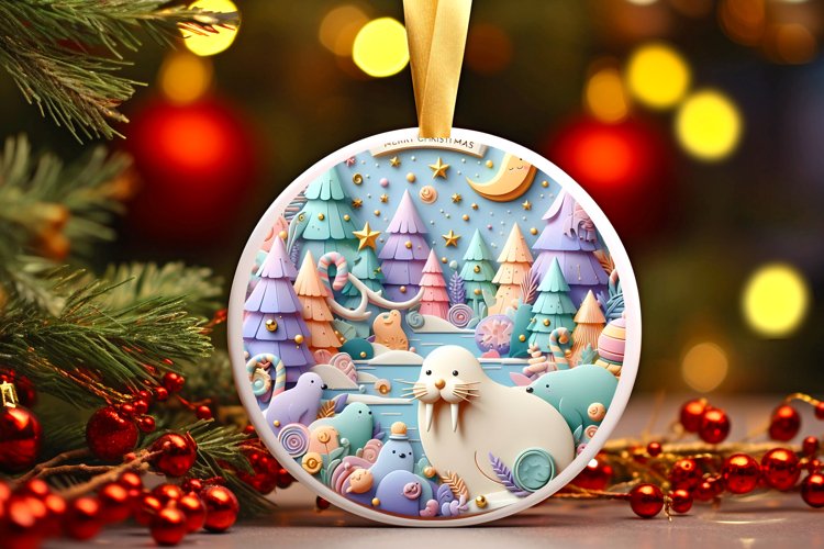 Round Christmas Ornament Sublimation|Clipart example image 1