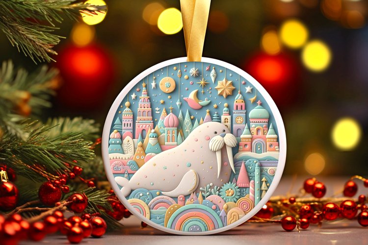 Round Christmas Ornament Sublimation|Clipart example image 1