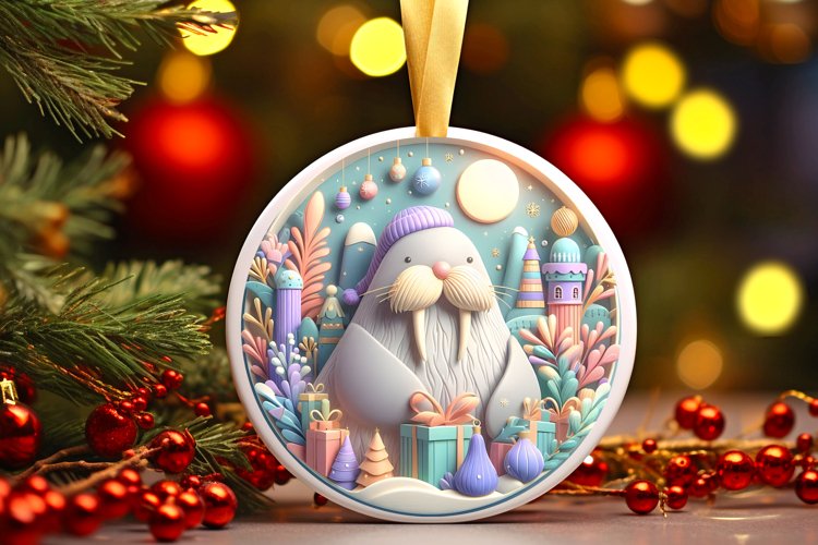 Round Christmas Ornament Sublimation|Clipart example image 1