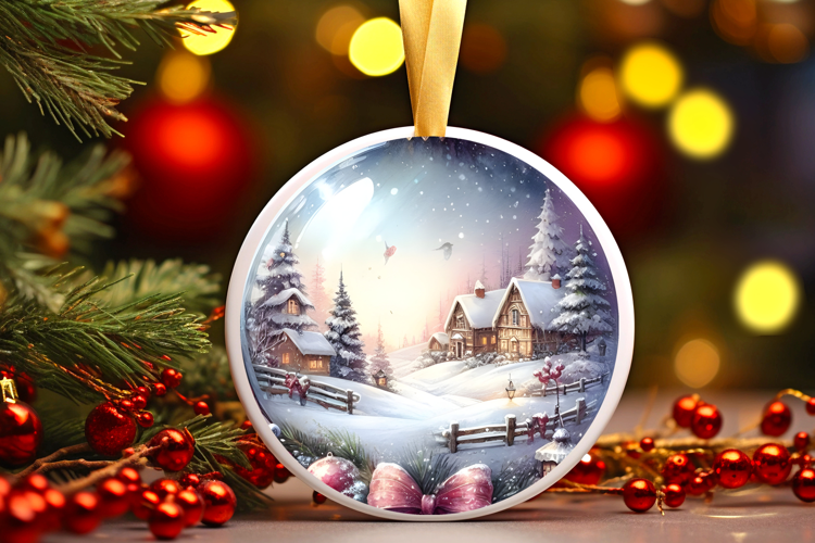 Round Christmass Ornament Sublimation|Clipart