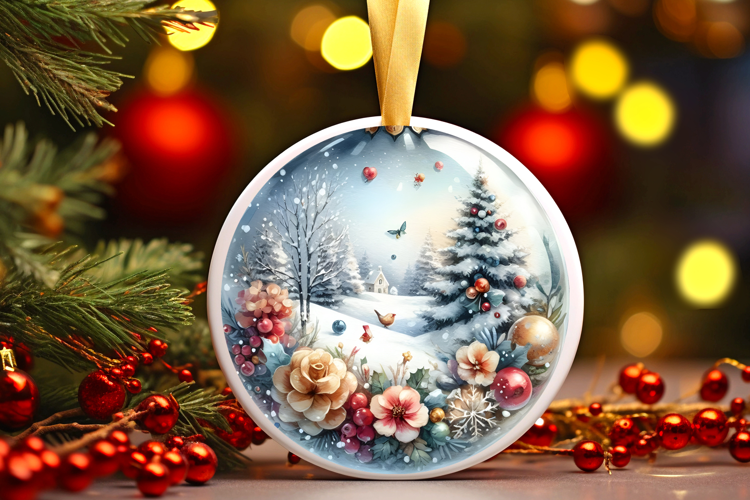 Round Christmass Ornament Sublimation|Clipart