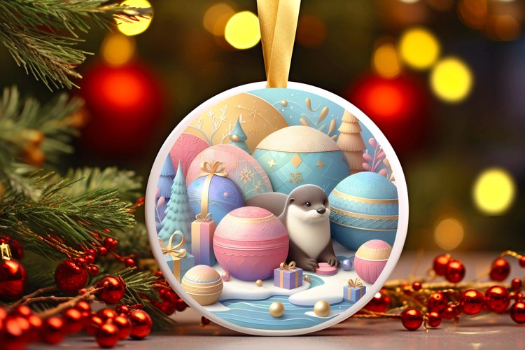 Round Christmas Ornament Sublimation|Clipart example image 1