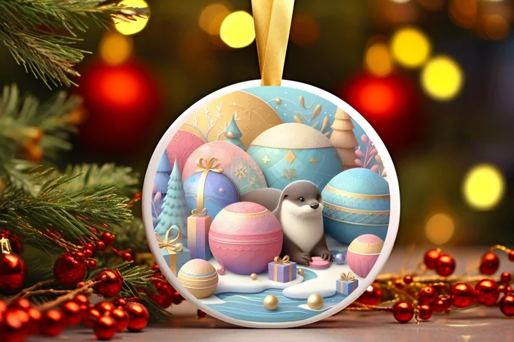 Round Christmas Ornament Sublimation|Clipart