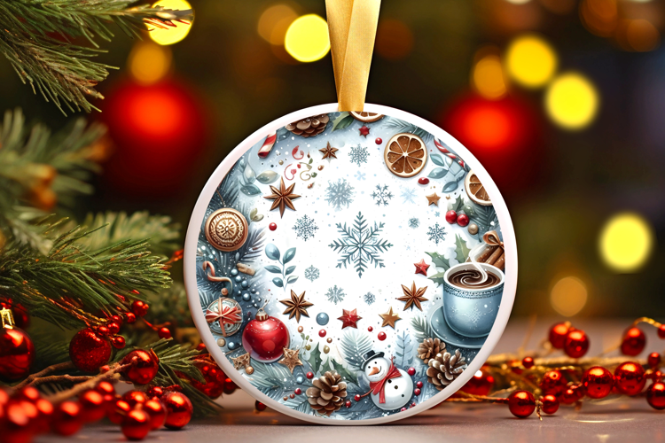 Round Christmass Ornament Sublimation|Clipart