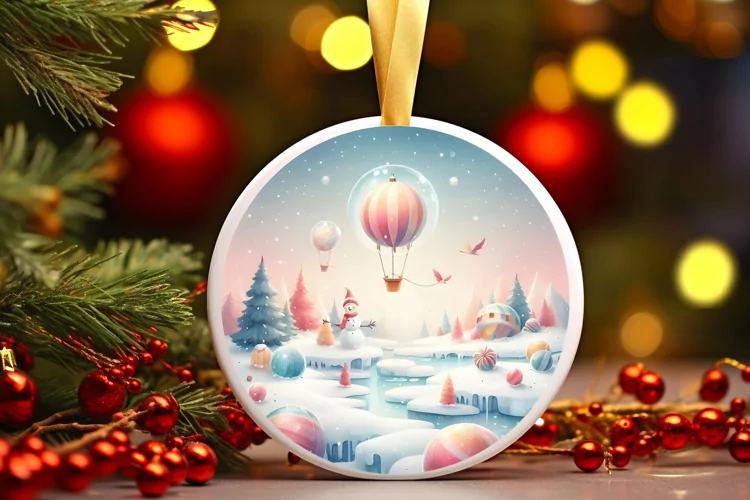 Colorful Winter Wishing You Joy Round Ornament