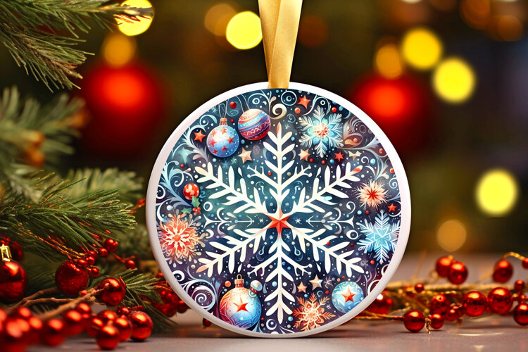 Round Christmass Ornament Sublimation|Clipart example image 1