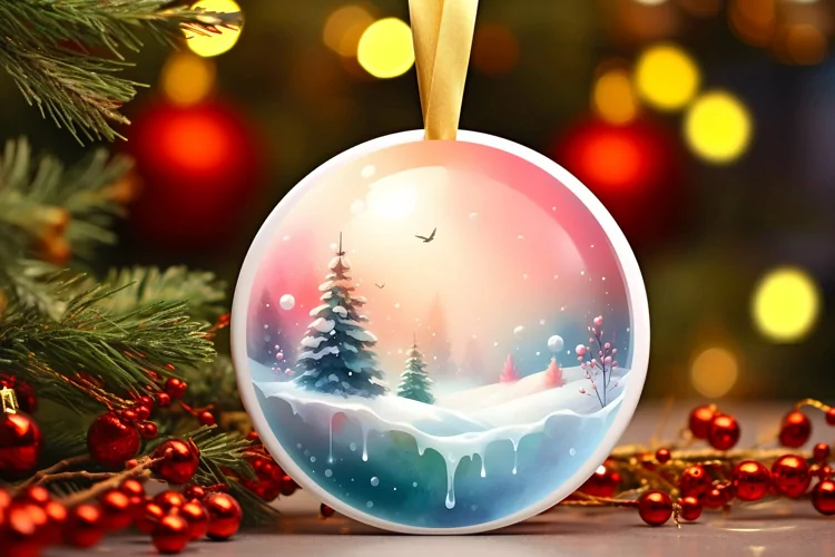 Colorful Winter Spain Round Ornament
