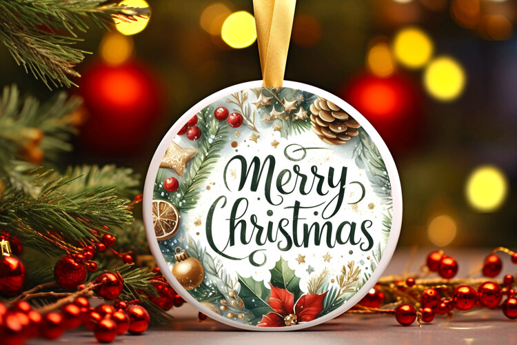 Round Christmass Ornament Sublimation|Clipart example image 1