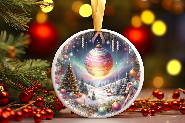 Round Christmass Ornament Sublimation|Clipart