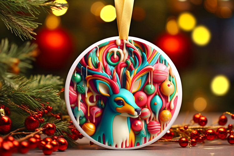 Round Christmass Ornament Sublimation|Clipart example image 1