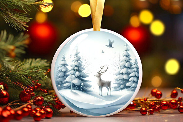 Round Christmass Ornament Sublimation|Clipart example image 1