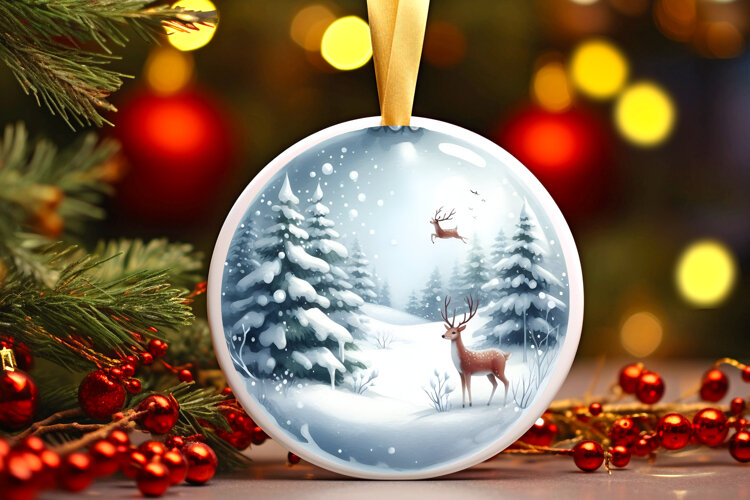 Round Christmass Ornament Sublimation|Clipart example image 1