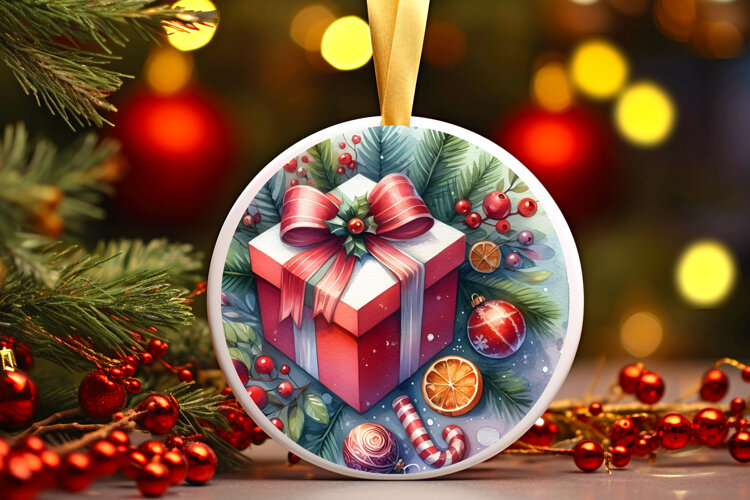 Round Christmass Ornament Sublimation|Clipart example image 1