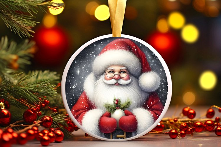 Santa Christmas Ornament Sublimation PNG