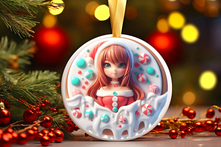 Round Christmass Ornament Sublimation|Clipart example image 1