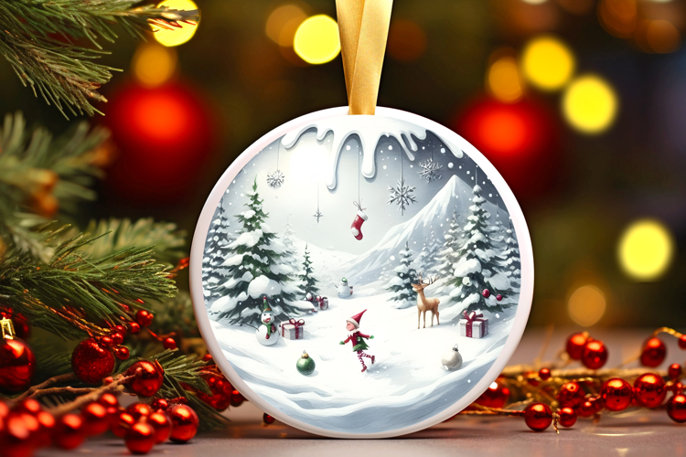 Round Christmass Ornament Sublimation|Clipart