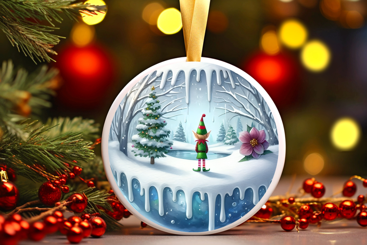 Round Christmass Ornament Sublimation|Clipart
