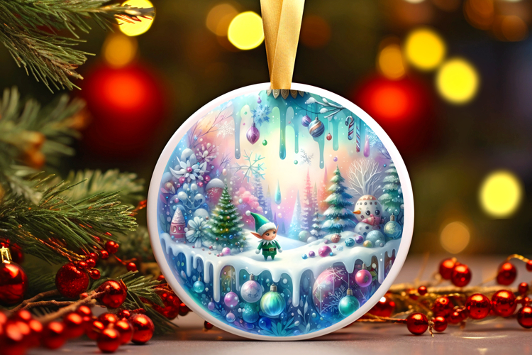 Round Christmass Ornament Sublimation|Clipart