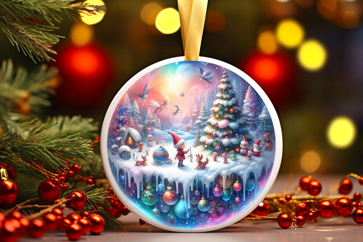 Round Christmass Ornament Sublimation|Clipart
