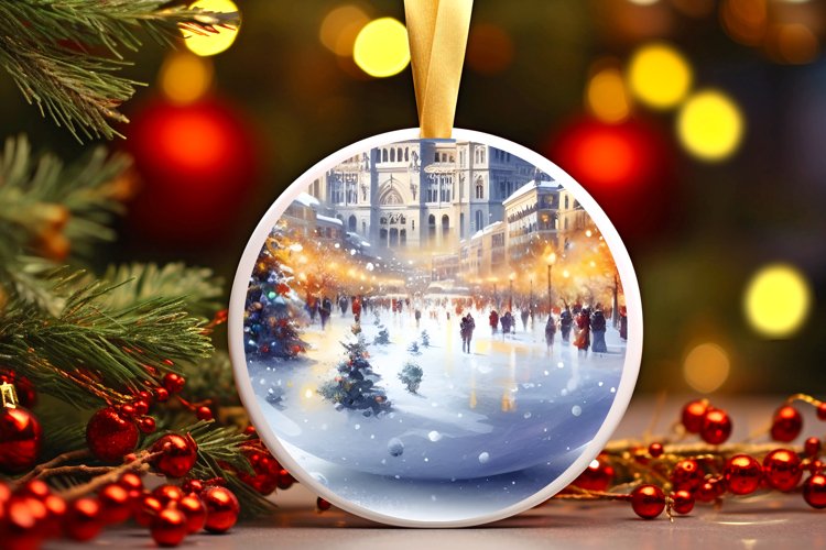 3D Winter Spain Round Ornament Sublimation PNG example image 1