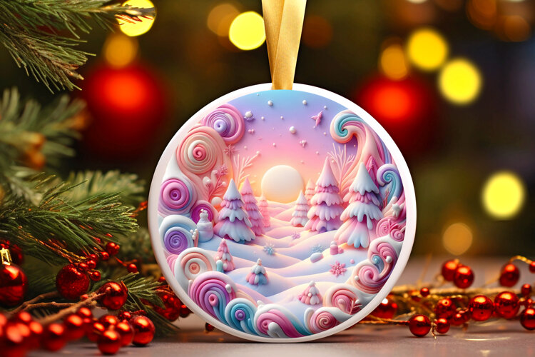 Round Christmass Ornament Sublimation|Clipart example image 1