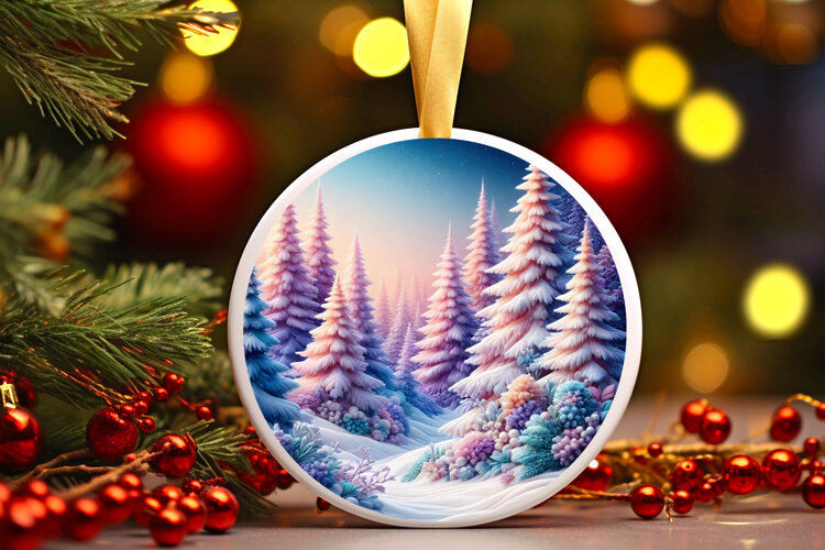 Round Christmass Ornament Sublimation|Clipart example image 1