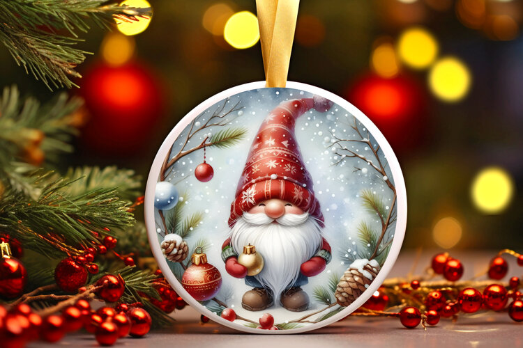 Round Christmass Ornament Sublimation|Clipart example image 1