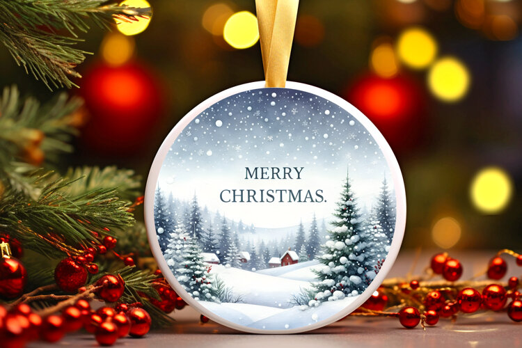 Round Christmass Ornament Sublimation|Clipart example image 1