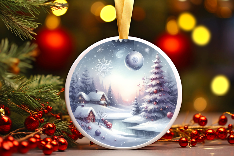 Round Christmass Ornament Sublimation|Clipart