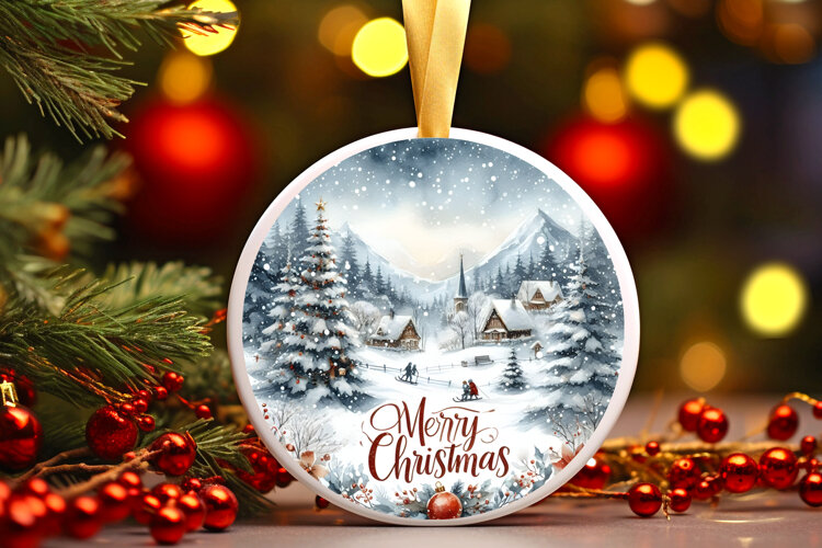 Round Christmass Ornament Sublimation|Clipart example image 1