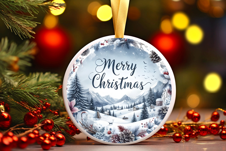 Round Christmass Ornament Sublimation|Clipart