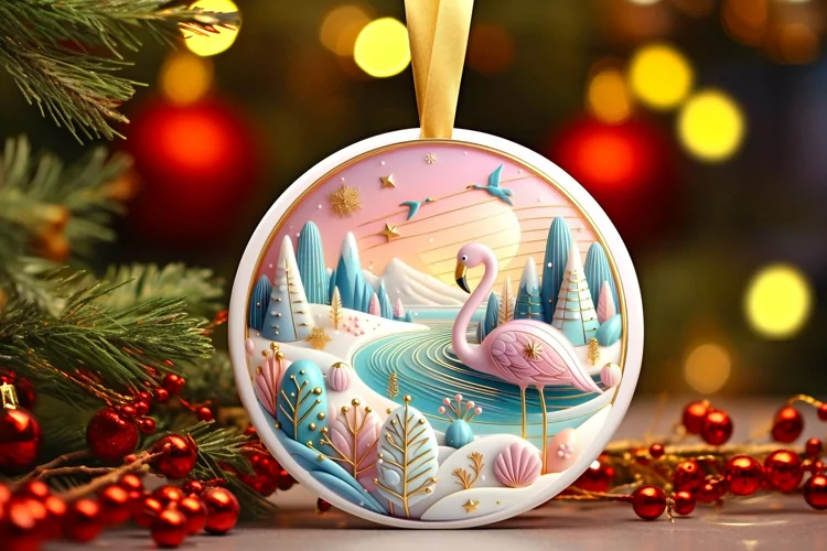 Round Christmas Ornament Sublimation|Clipart