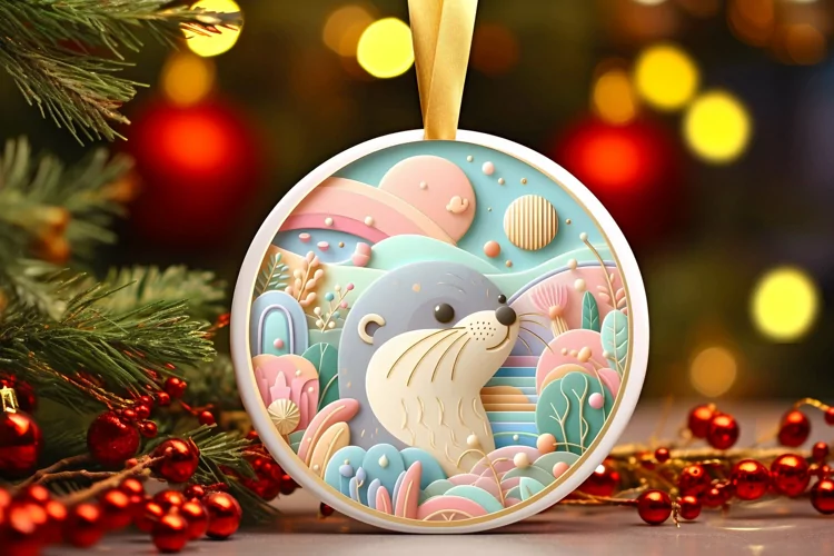 Round Christmas Ornament Sublimation|Clipart