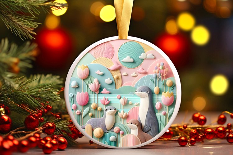 Round Christmas Ornament Sublimation|Clipart example image 1
