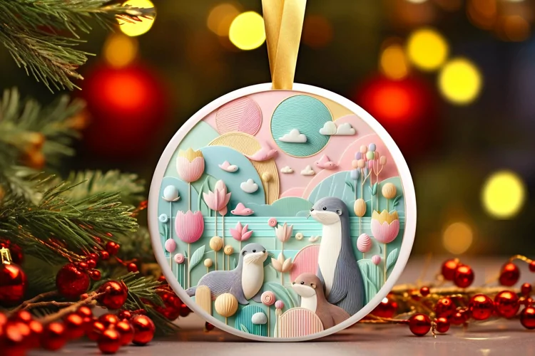Round Christmas Ornament Sublimation|Clipart