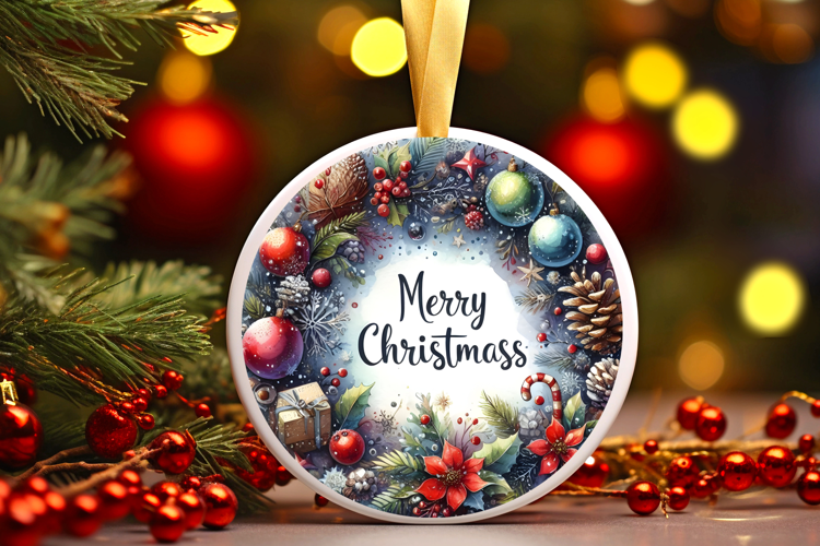 Round Christmass Ornament Sublimation|Clipart