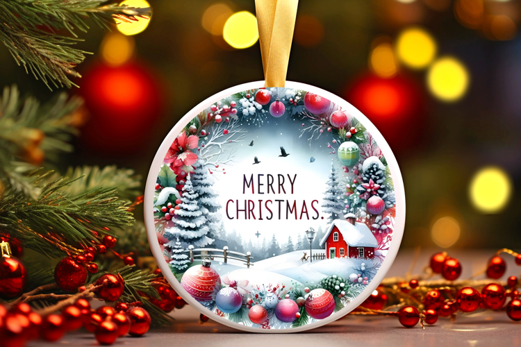 Round Christmass Ornament Sublimation|Clipart